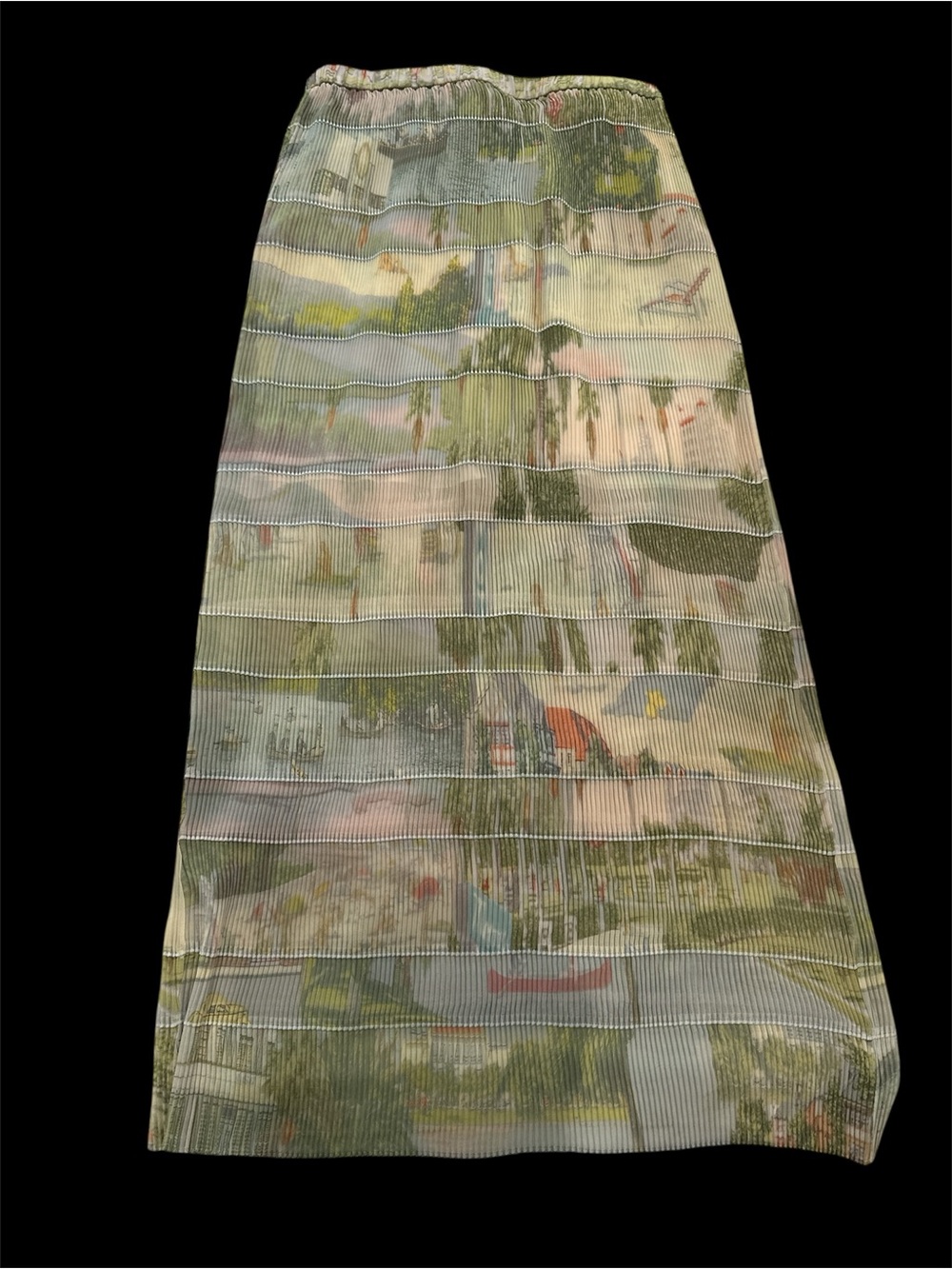 Lafayette 148 New York Pastel Scenic Pleated Maxi Skirt Sz M-L - Picture 2 of 15
